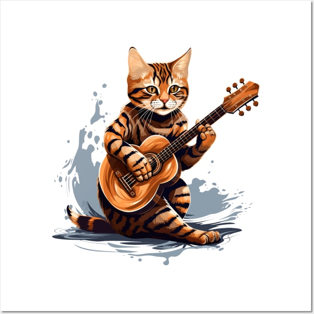 Bengal Cat Playing Guitar Wall Art by Graceful Designs